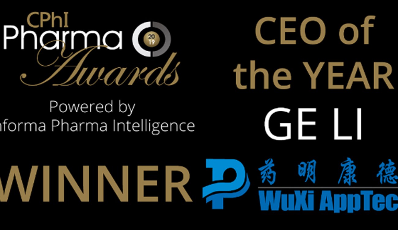 Dr. Ge Li Awarded “CEO of the Year” at CPhI Worldwide 2019