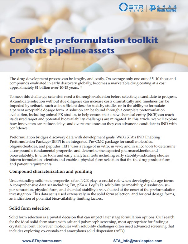 Complete preformulation toolkit protects pipeline assets img Complete preformulation toolkit protects pipeline assets